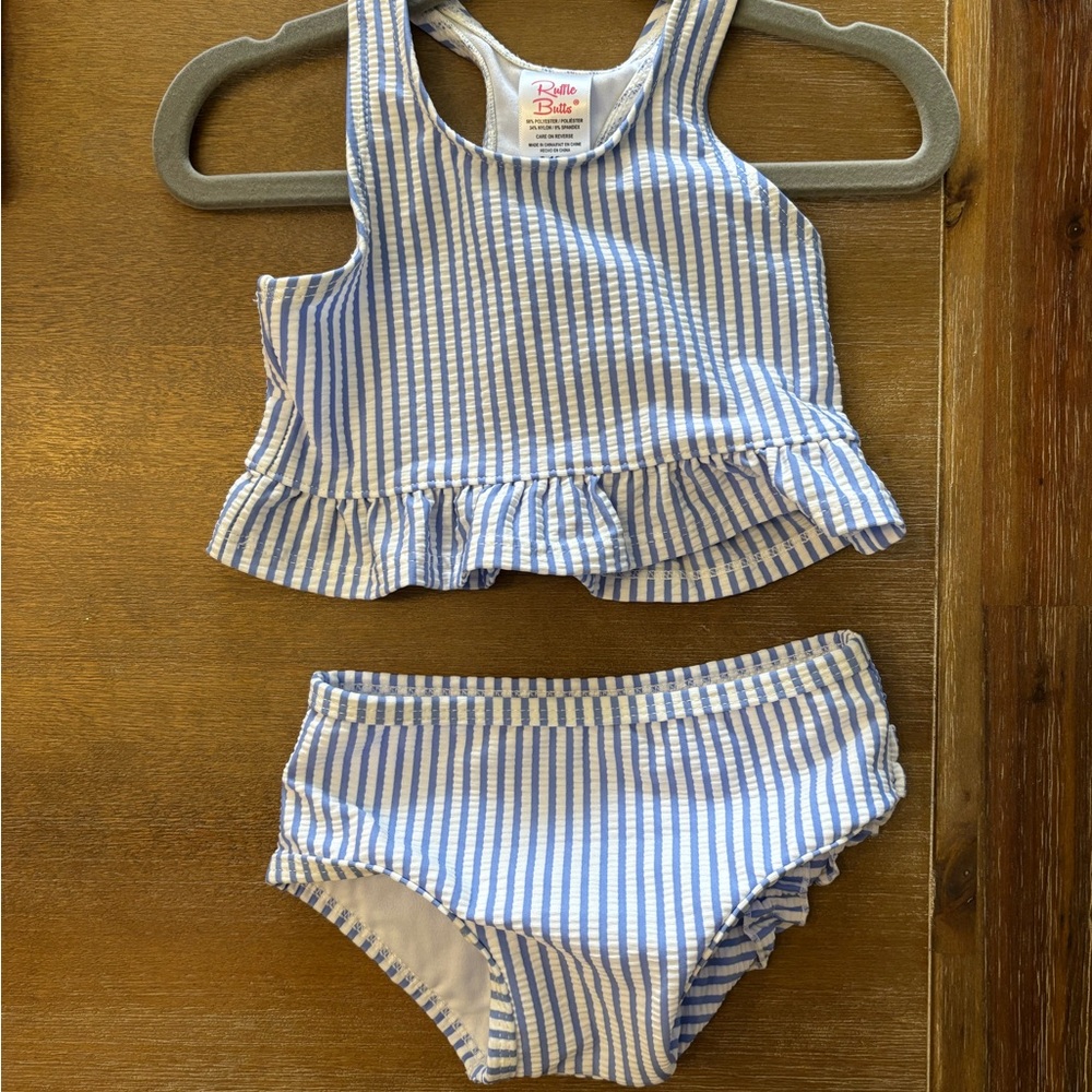 Blue and White Striped Baby Swim Set
